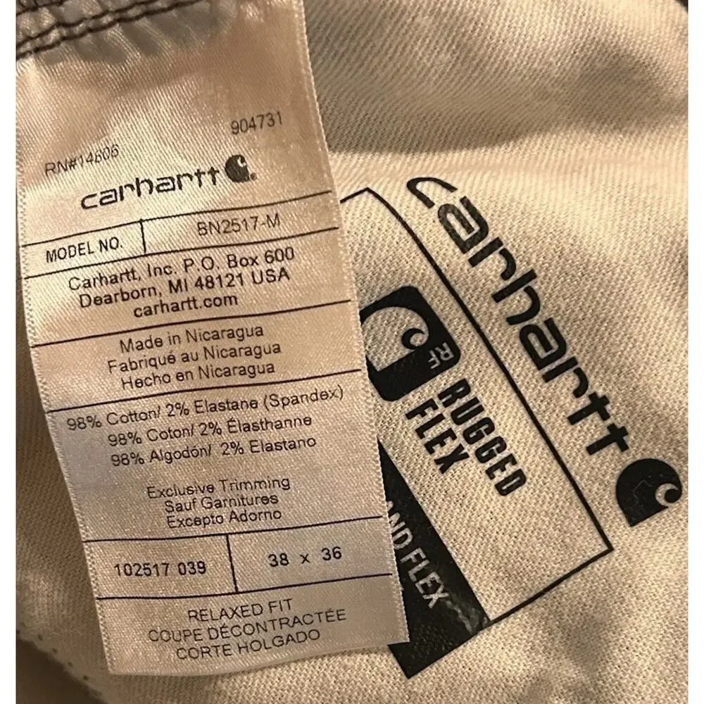 Carhartt Pants Men's 38x36 102517-039 Relaxed Fit Canvas Work Pants Gray